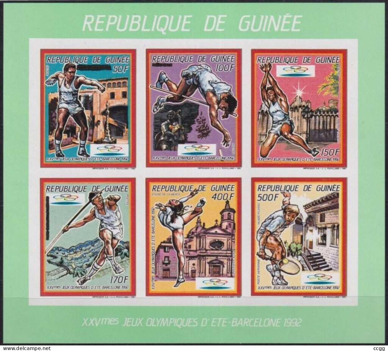 Olympische Spelen  1992 , Guinea - Zegels Tesamen In Blok Postfris - Zomer 1992: Barcelona