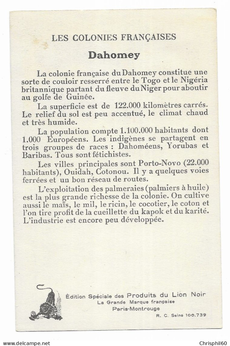Colonies Françaises - LE DAHOMEY - Edition Spéciale Des Produits Du Lion Noir - - Dahomey