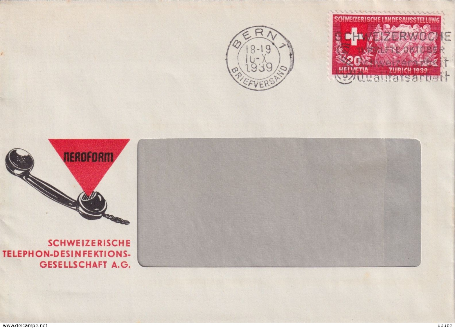 Motiv Brief  "Schweiz.Telephon-Desinfektions-Gesellschaft, Bern"       1939 - Covers & Documents