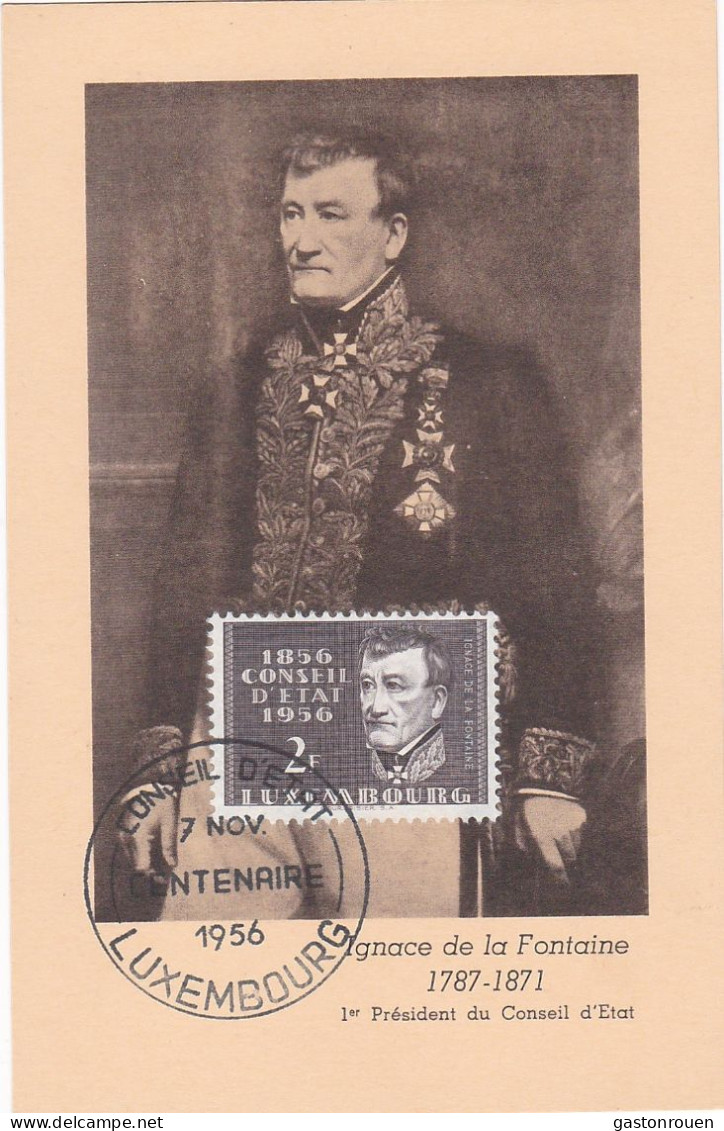 Carte Maximum Luxembourg 1956 Ignace De La Fontaine - Tarjetas Máxima