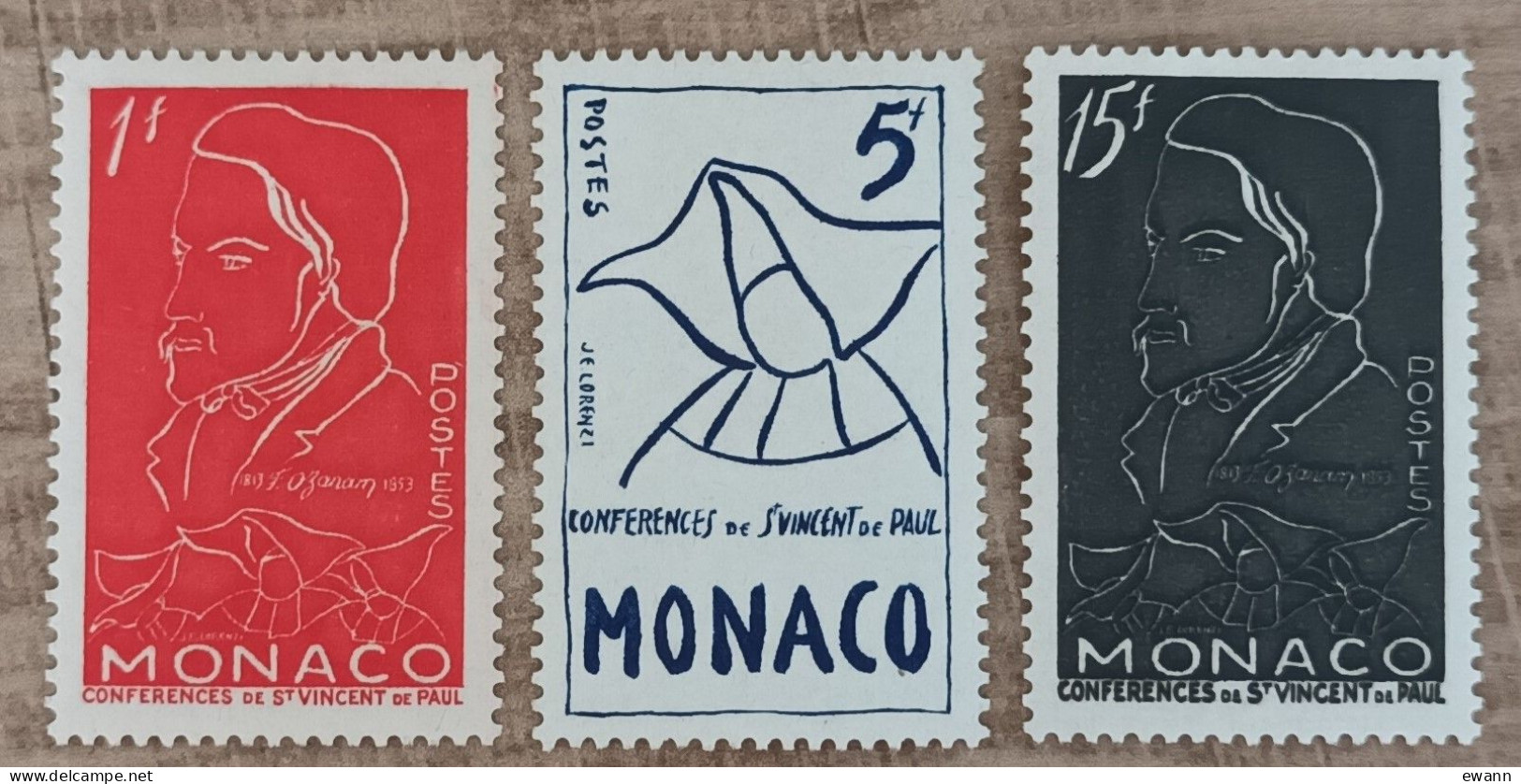 Monaco - YT N°399 à 401 - Antoine Frédéric Ozanam - 1954 - Neuf - Neufs