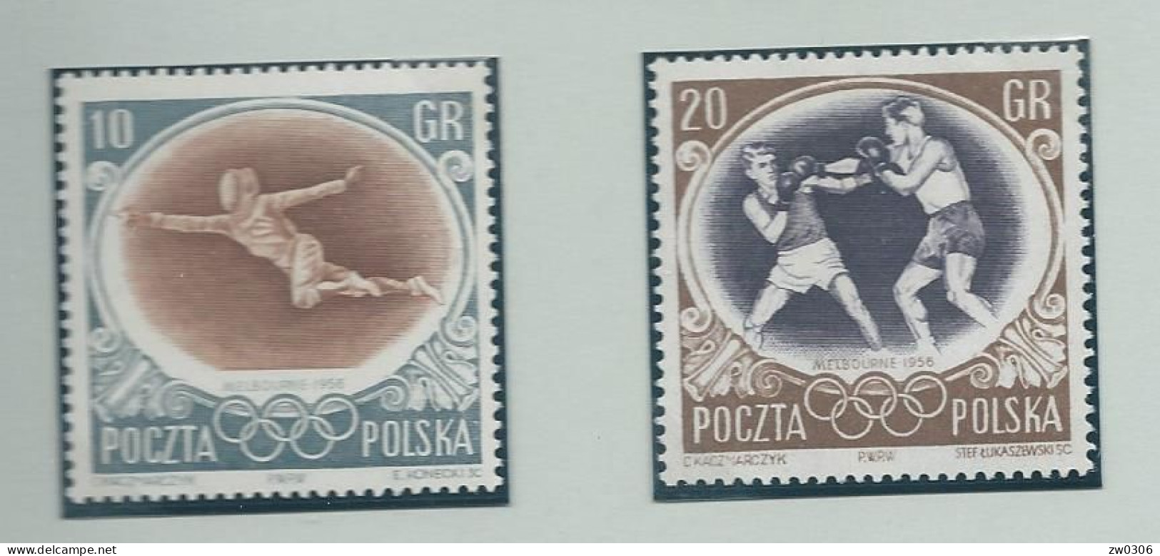 POLAND 10 And 20 Gr. With Displaced Center Mint Without Hinge - Zomer 1956: Melbourne