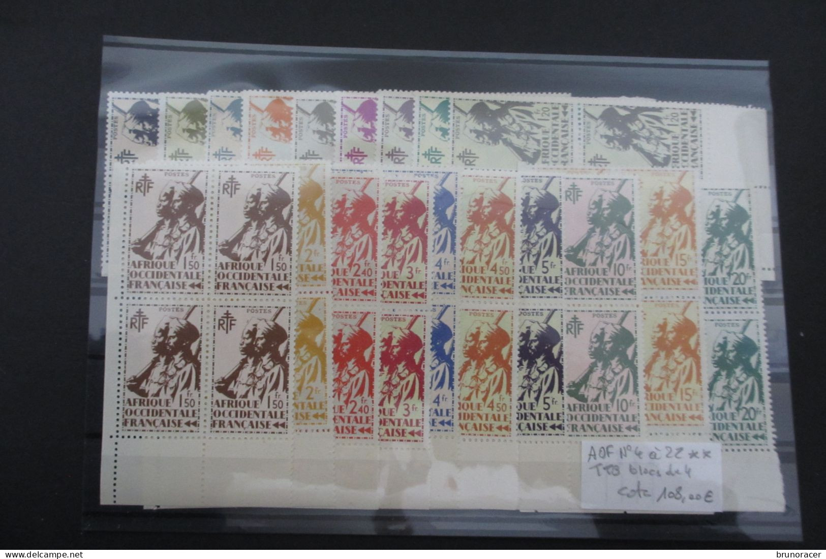 A.O.F. N°4 à 22 EN BLOCS DE 4 BDF NEUF** TTB COTE 108 EUROS  VOIR SCANS - Unused Stamps