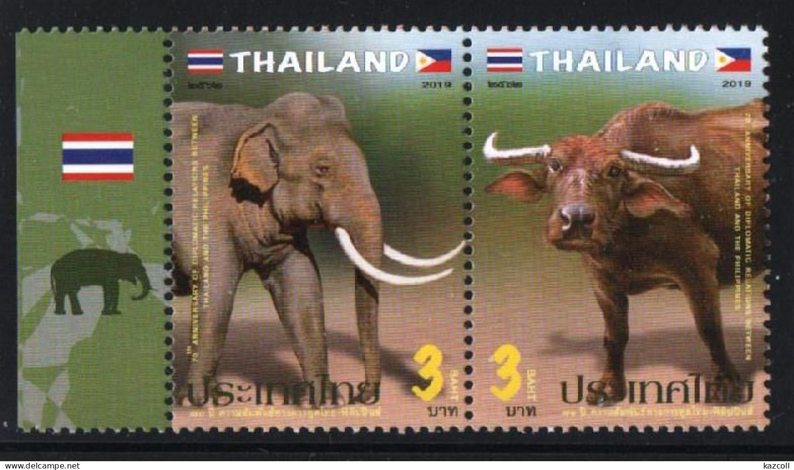 Thailand 2019. Fauna. Elephants, Bison. Joint With The Philippines.  MNH** - Tailandia