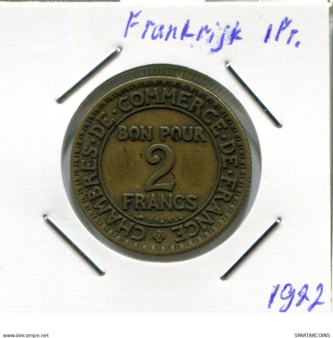 2 FRANCS 1922 FRANCIA FRANCE Moneda #AM585.E.A - 2 Francs