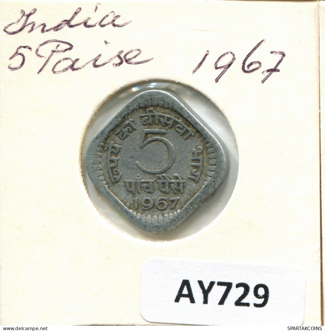 5 PAISE 1967 INDIEN INDIA Münze #AY729.D.A - Inde