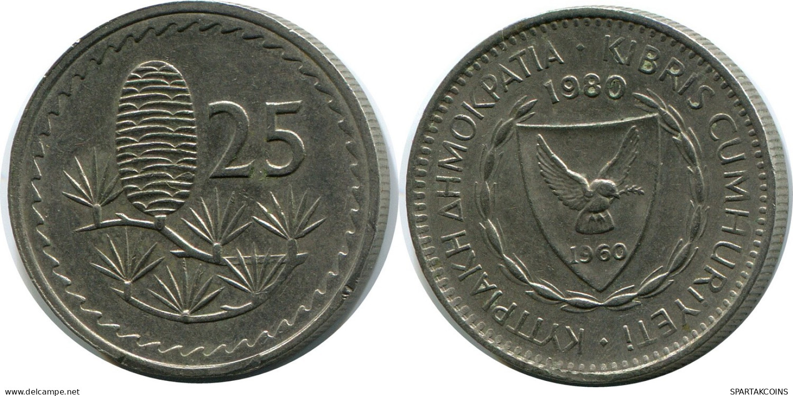 25 MILS 1980 CHIPRE CYPRUS Moneda #AP330.E.A - Zypern