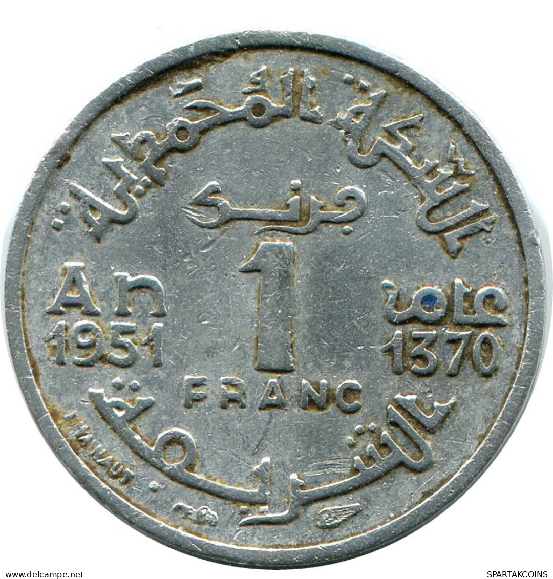 1 FRANCS 1951 MOROCCO Münze #AP259.D.A - Marokko