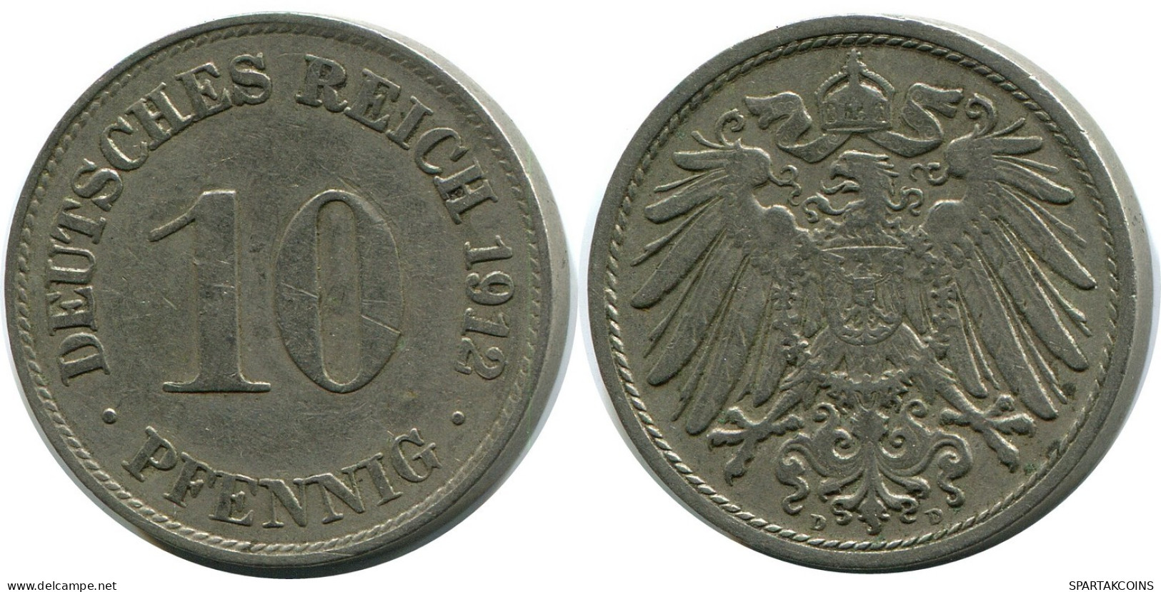 10 PFENNIG 1912 D GERMANY Coin #DB310.U.A - 10 Pfennig