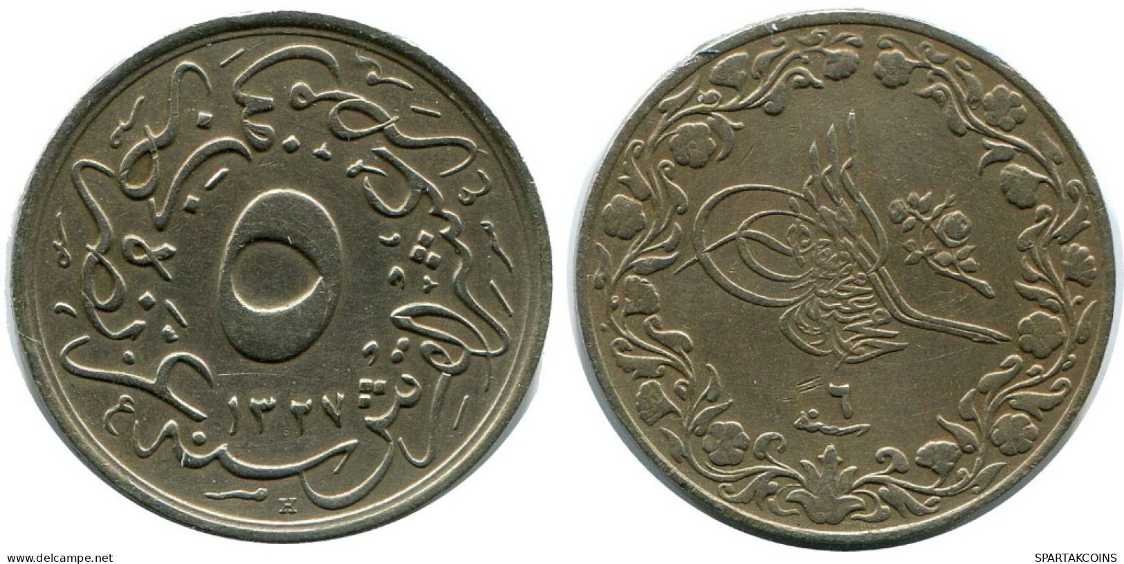 5/10 QIRSH 1912 EGYPTE EGYPT Islamique Pièce #AH280.10.F.A - Egypte
