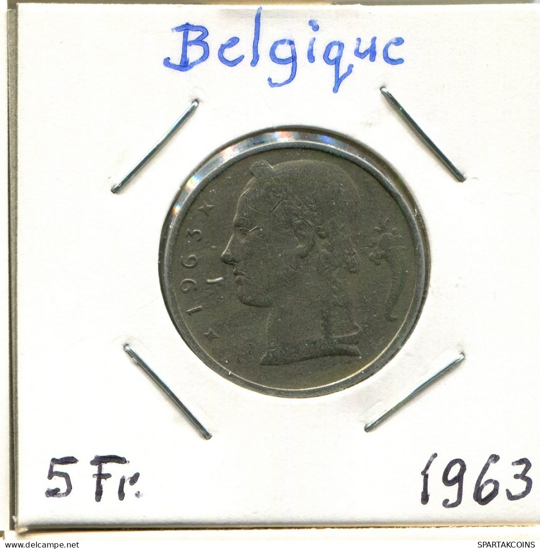 5 FRANCS 1963 FRENCH Text BELGIUM Coin #BA588.U.A - 5 Francs