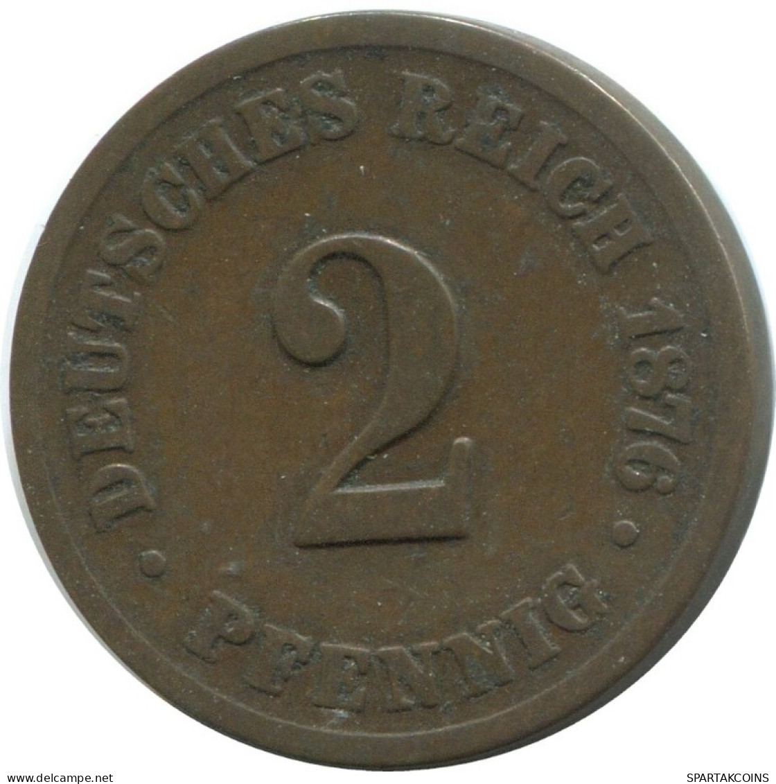 2 PFENNIG 1876 D DEUTSCHLAND Münze GERMANY #AE557.D.A - 2 Pfennig