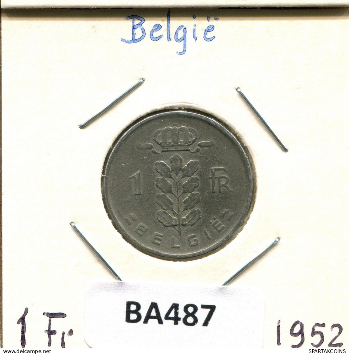 1 FRANC 1952 DUTCH Text BELGIEN BELGIUM Münze #BA487.D.A - 1 Franc