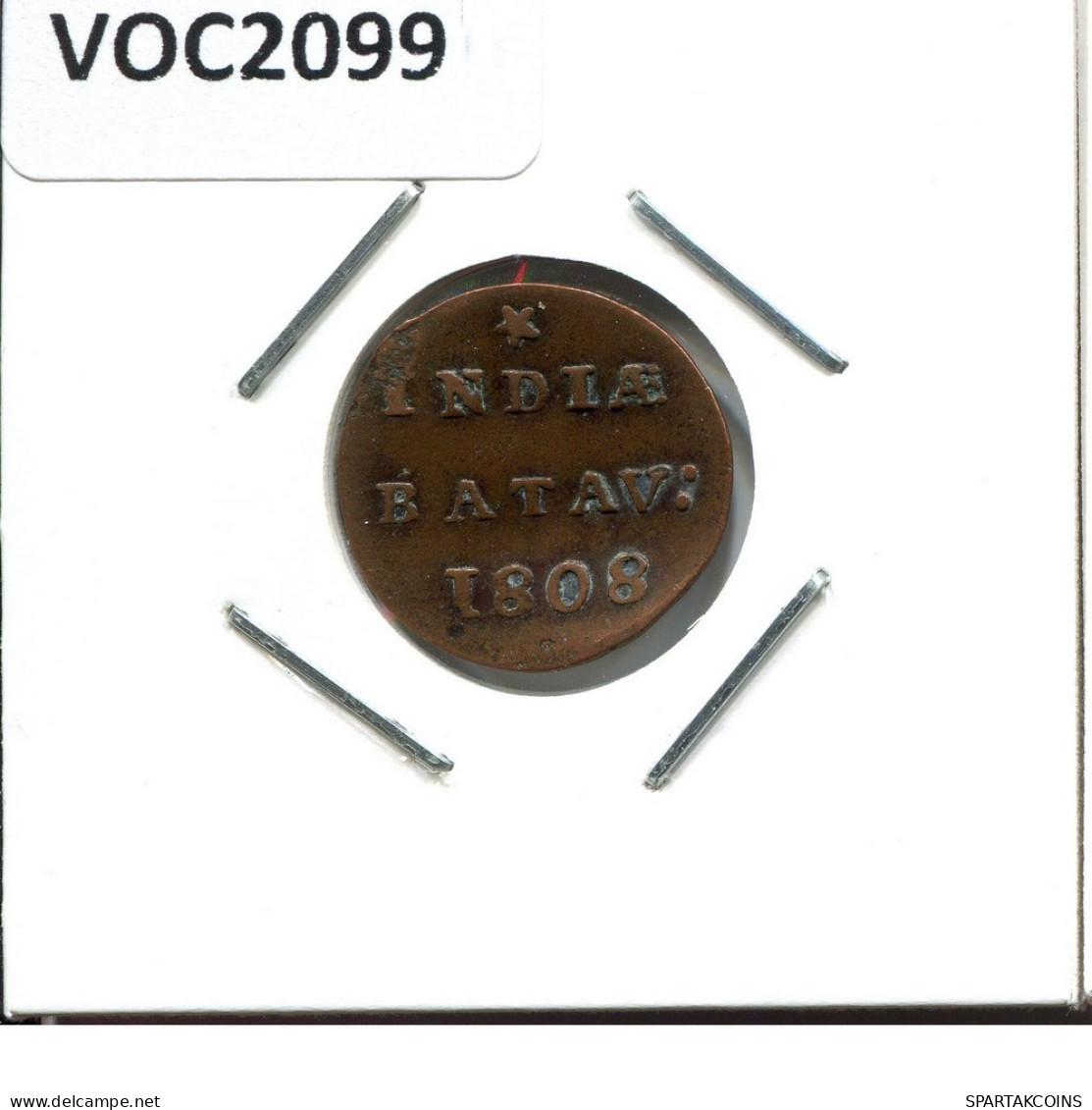 1808 BATAVIA VOC 1/2 DUIT NETHERLANDS INDIES Koloniale Münze #VOC2099.10.U.A - Niederländisch-Indien