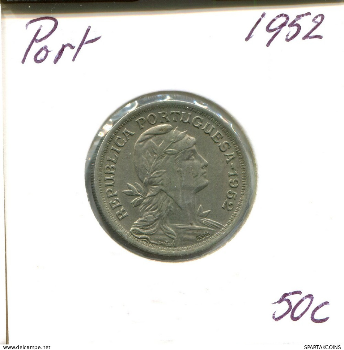 50 CENTAVOS 1952 PORTUGAL Moneda #AT297.E.A - Portugal