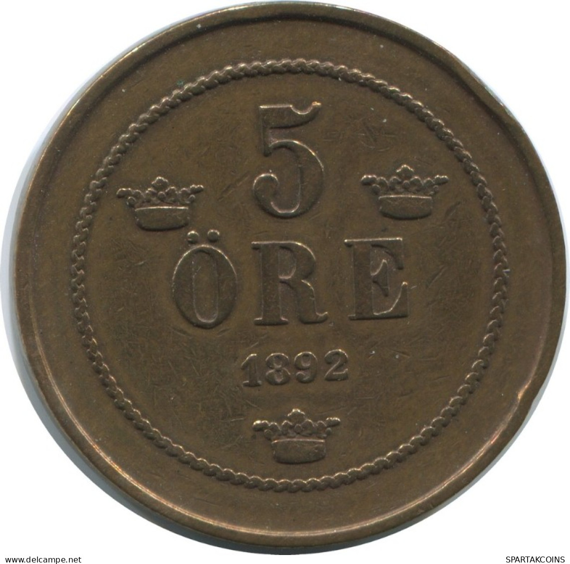5 ORE 1892 SCHWEDEN SWEDEN Münze #AE764.16.D.A - Suède
