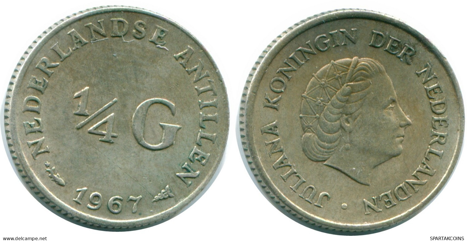 1/4 GULDEN 1967 NETHERLANDS ANTILLES SILVER Colonial Coin #NL11601.4.U.A - Antille Olandesi