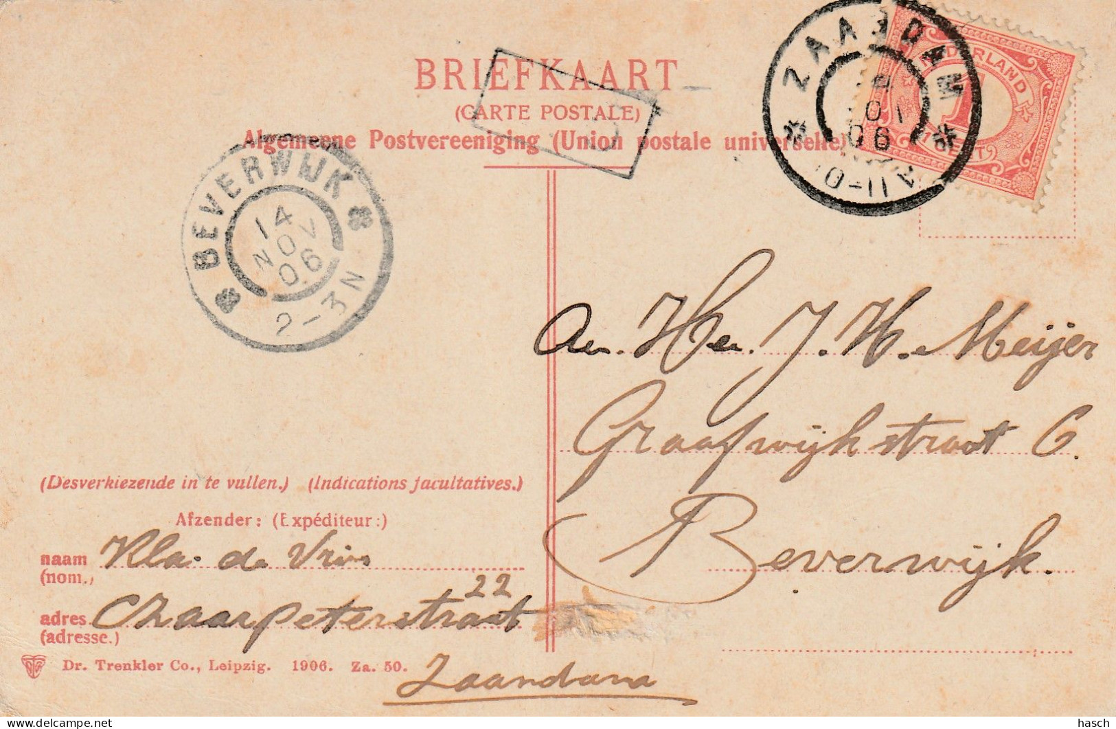 4934 35 Zaandam, Bloemgracht. 1906.  - Zaandam