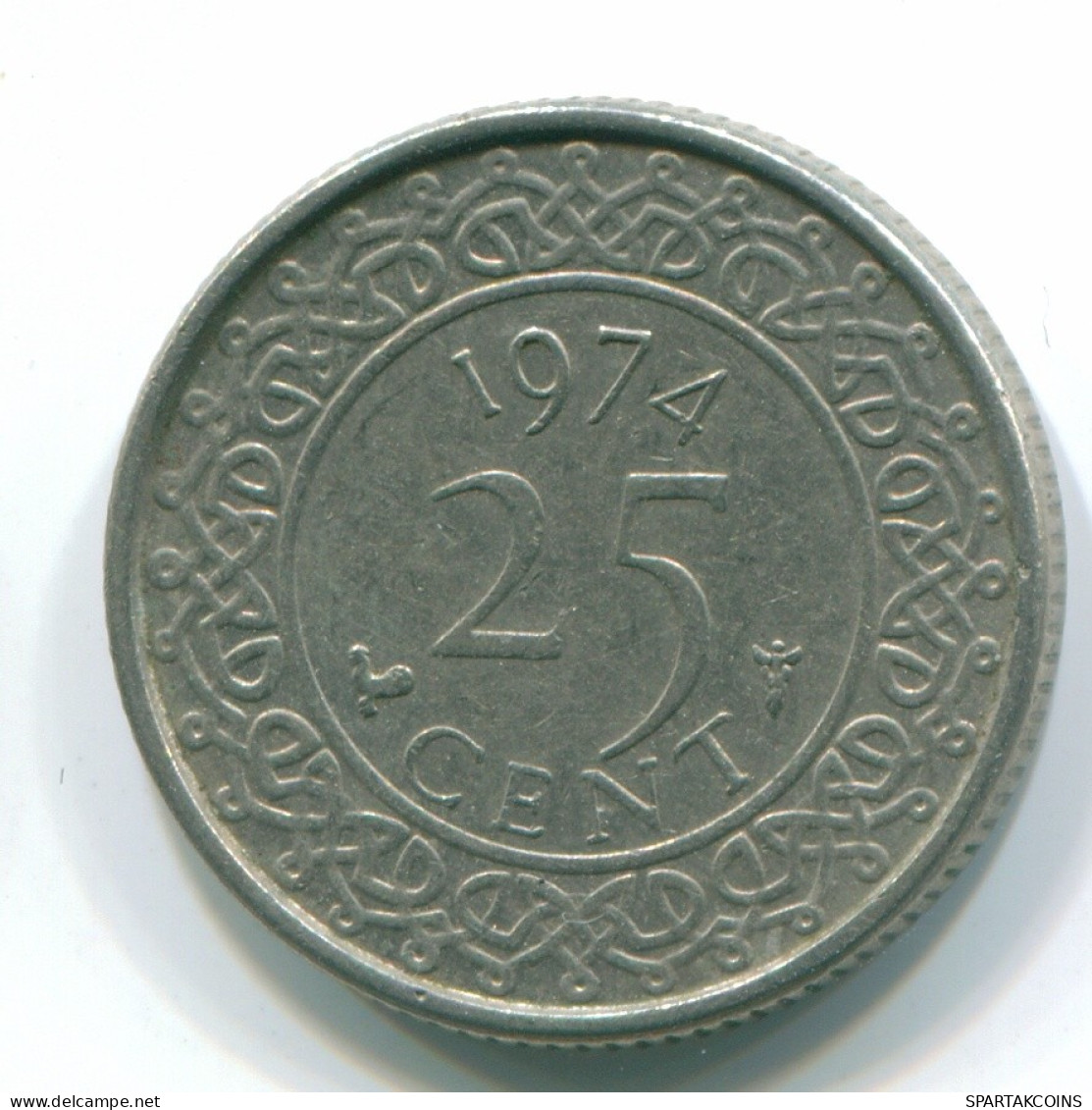 25 CENTS 1974 SURINAME NÉERLANDAIS NETHERLANDS Nickel Colonial Pièce #S11229.F.A - Suriname 1975 - ...