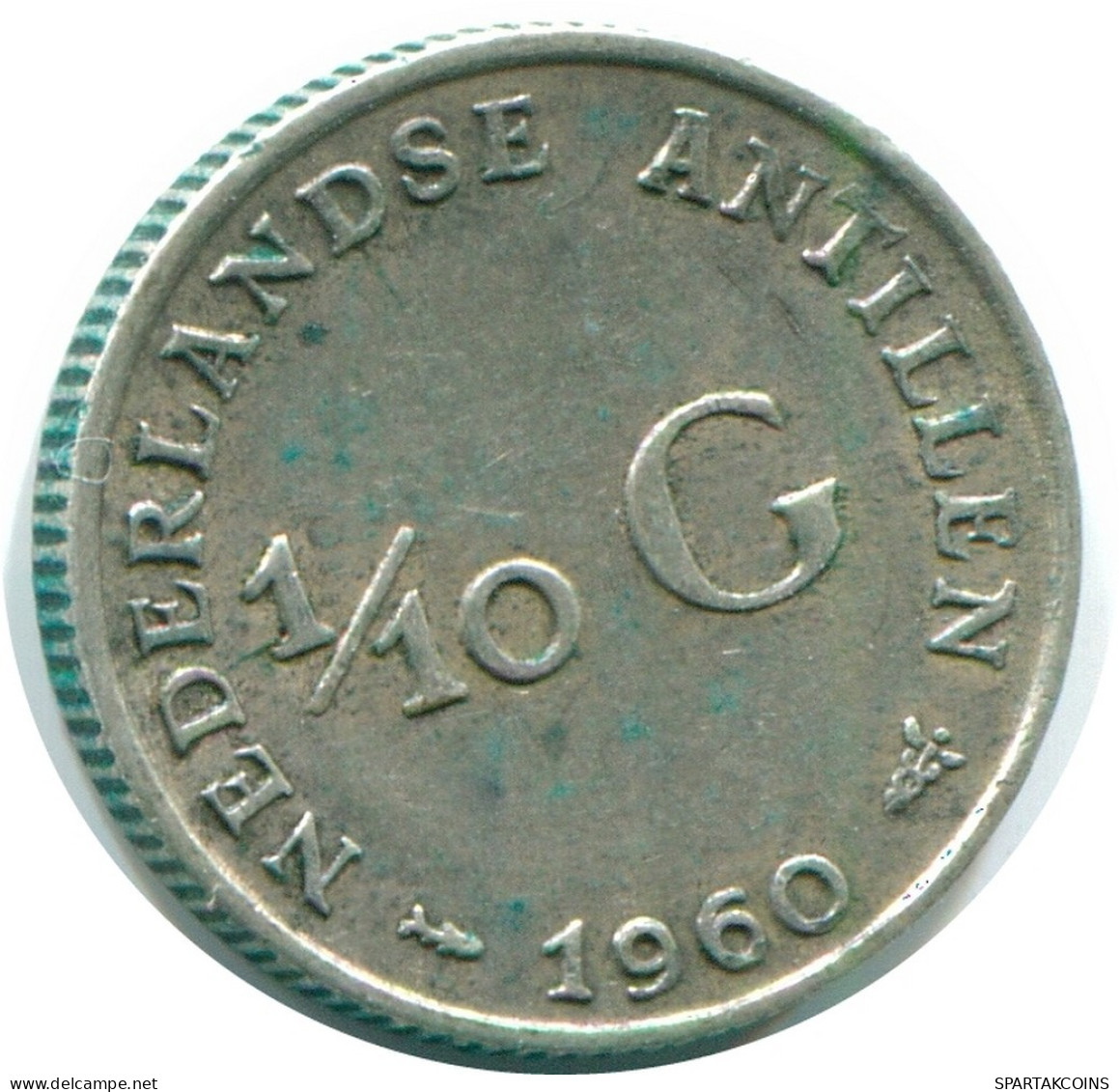 1/10 GULDEN 1960 ANTILLAS NEERLANDESAS PLATA Colonial Moneda #NL12332.3.E.A - Antille Olandesi