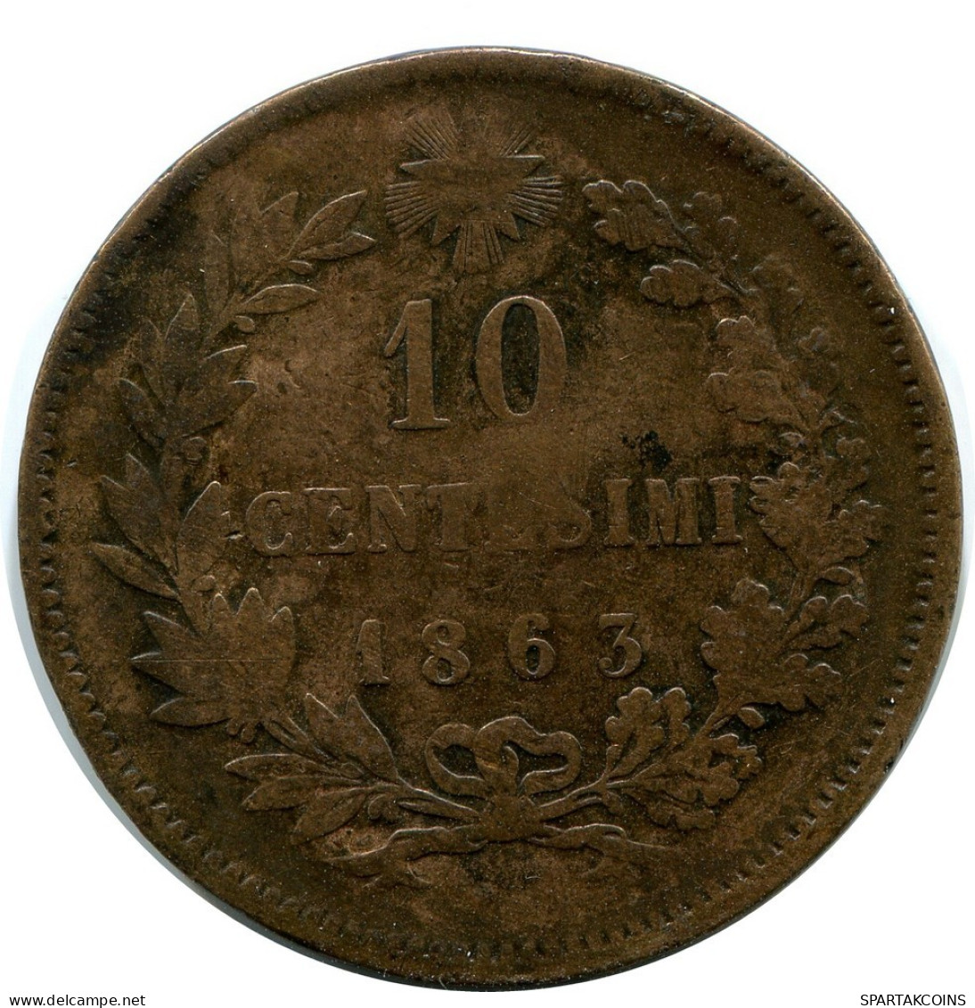 10 CENTESIMI 1863 ITALY Coin Vittorio Emanuele II #AZ862.U.A - 1861-1878 : Victor Emmanuel II.