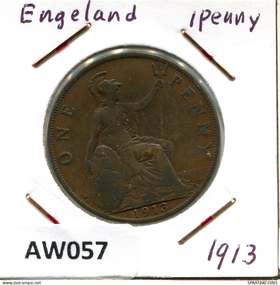 PENNY 1913 UK GREAT BRITAIN Coin #AW057.U.A - D. 1 Penny