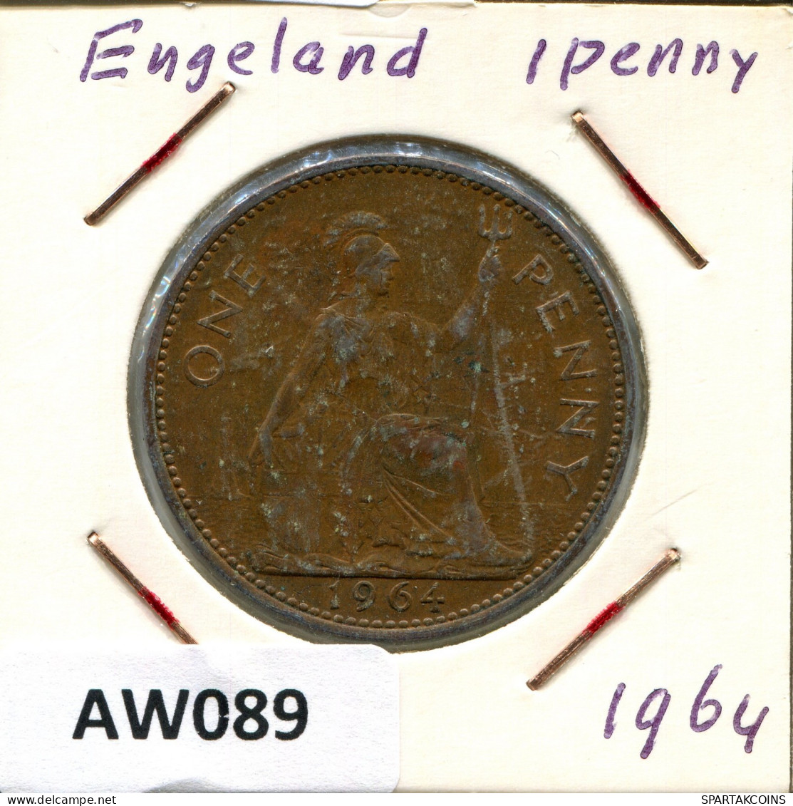 PENNY 1964 UK GRANDE-BRETAGNE GREAT BRITAIN Pièce #AW089.F.A - D. 1 Penny