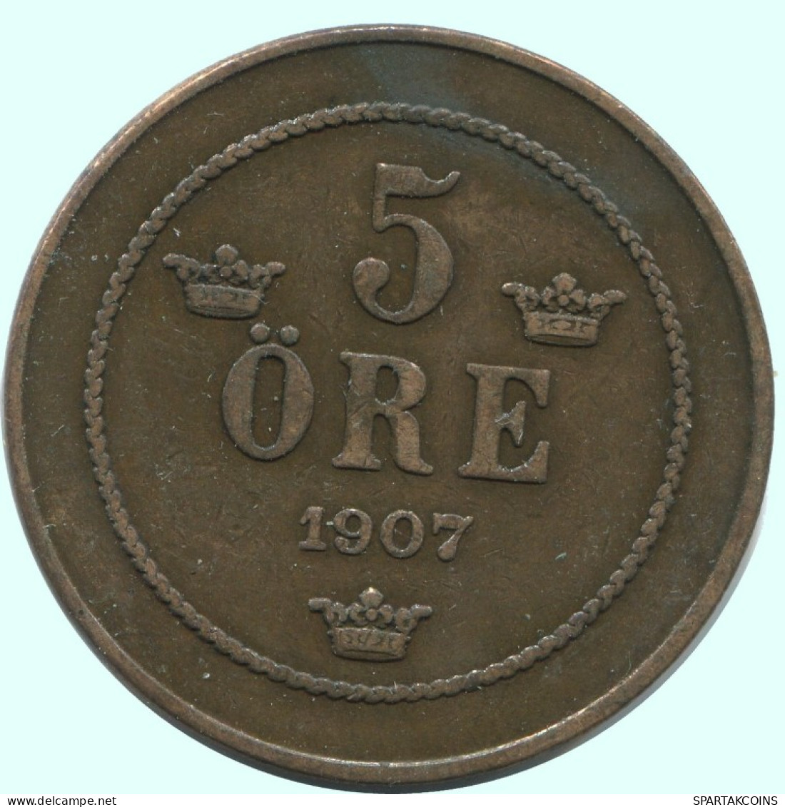 5 ORE 1907 SUECIA SWEDEN Moneda #AC682.2.E.A - Svezia