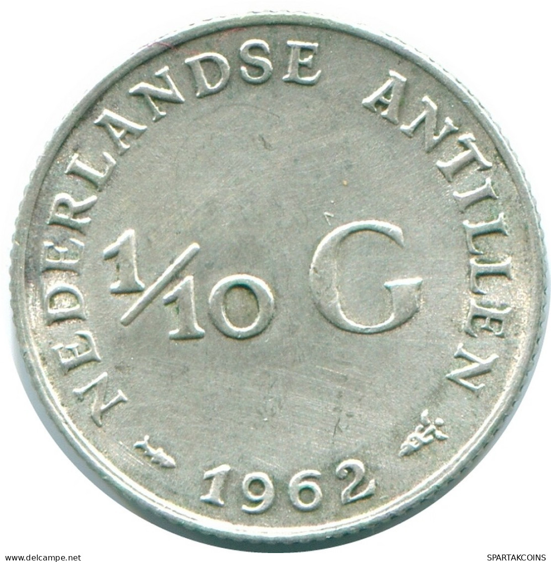 1/10 GULDEN 1962 ANTILLAS NEERLANDESAS PLATA Colonial Moneda #NL12377.3.E.A - Antilles Néerlandaises