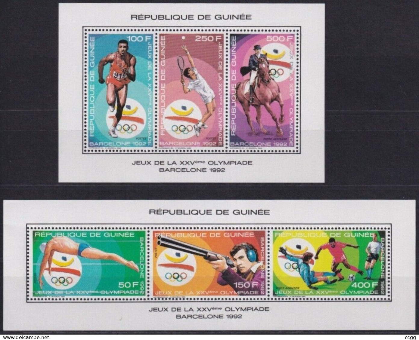 Olympische Spelen  1992 , Guinee - Zegels Tesamen In 2 Blokken Postfris - Verano 1992: Barcelona