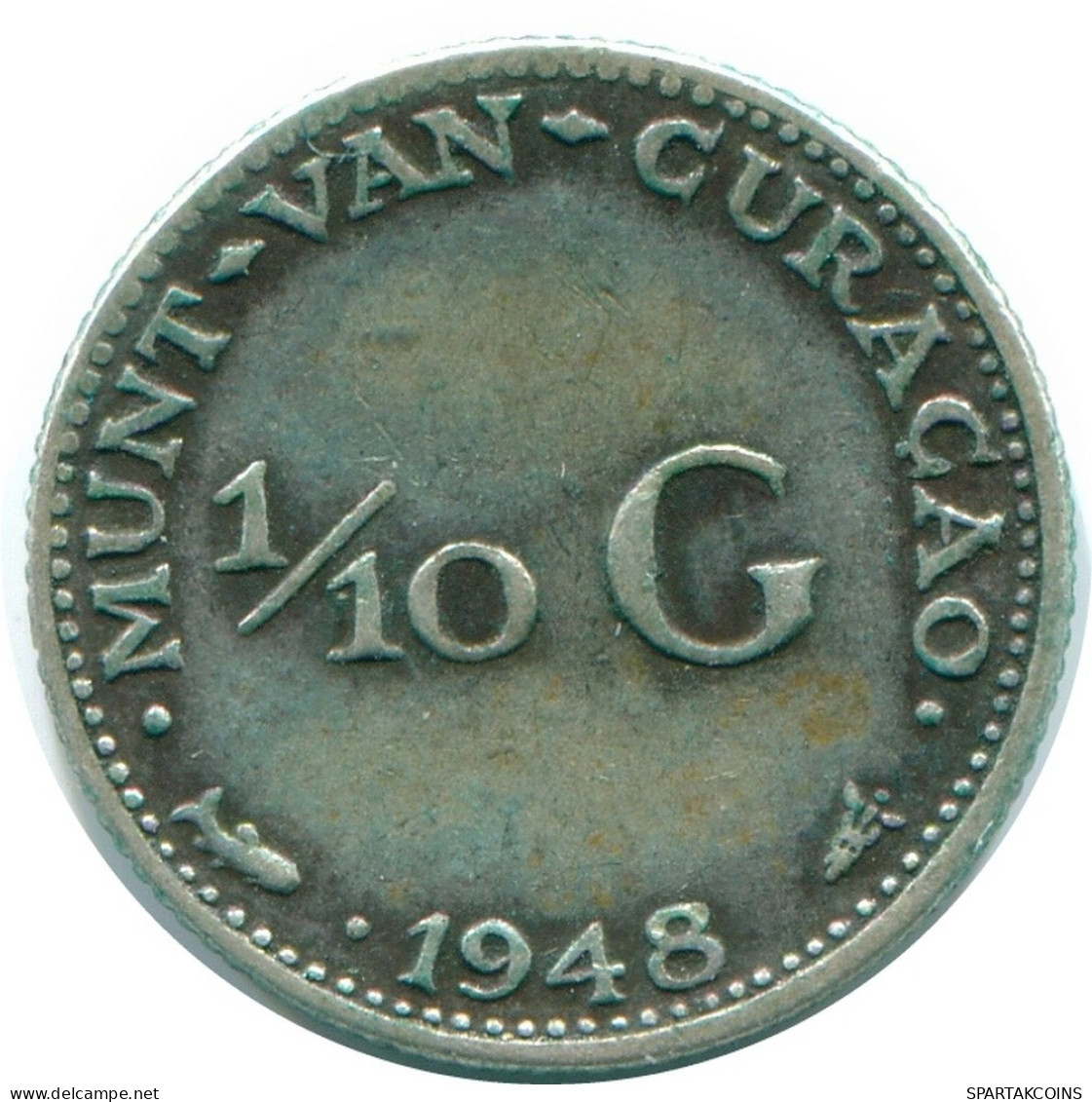 1/10 GULDEN 1948 CURACAO Netherlands SILVER Colonial Coin #NL11998.3.U.A - Curacao