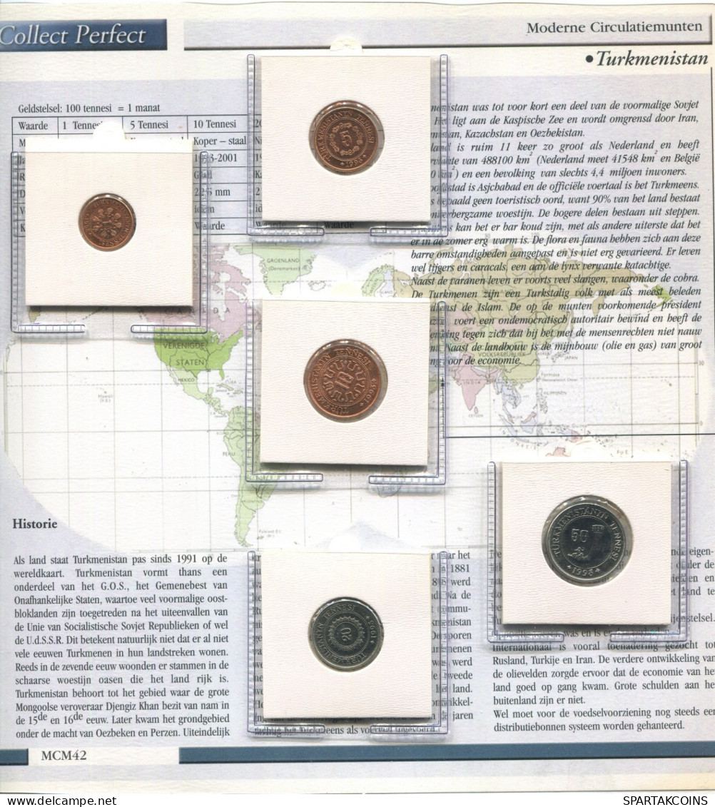 TURKMENISTAN 1993-2001 Coin SET 1. 5. 10. 20. 50 TENNE UNC #SET1186.5.U.A - Turkmenistán