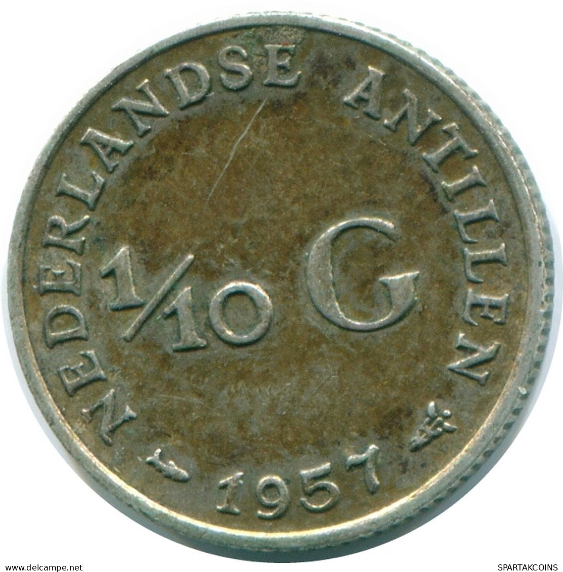 1/10 GULDEN 1957 ANTILLAS NEERLANDESAS PLATA Colonial Moneda #NL12149.3.E.A - Nederlandse Antillen