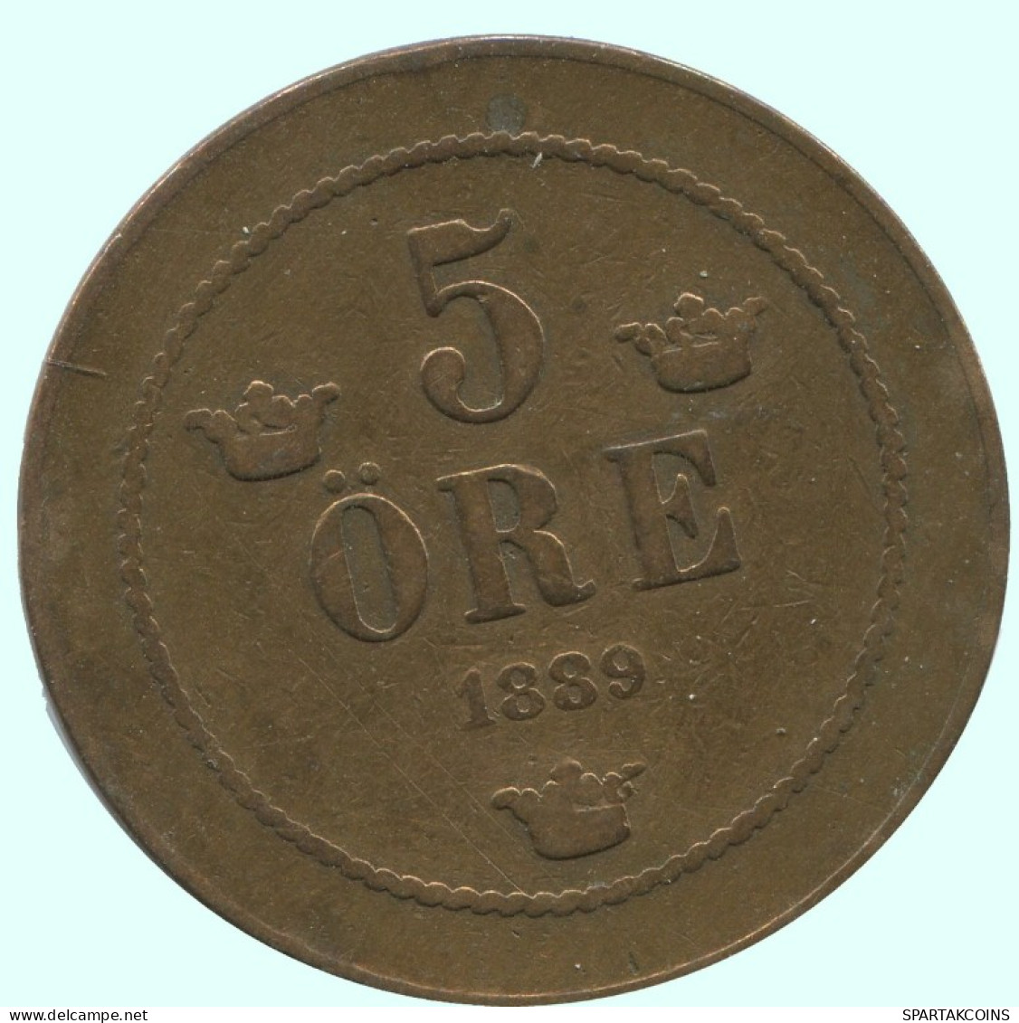 5 ORE 1889 SWEDEN Coin #AC629.2.U.A - Schweden