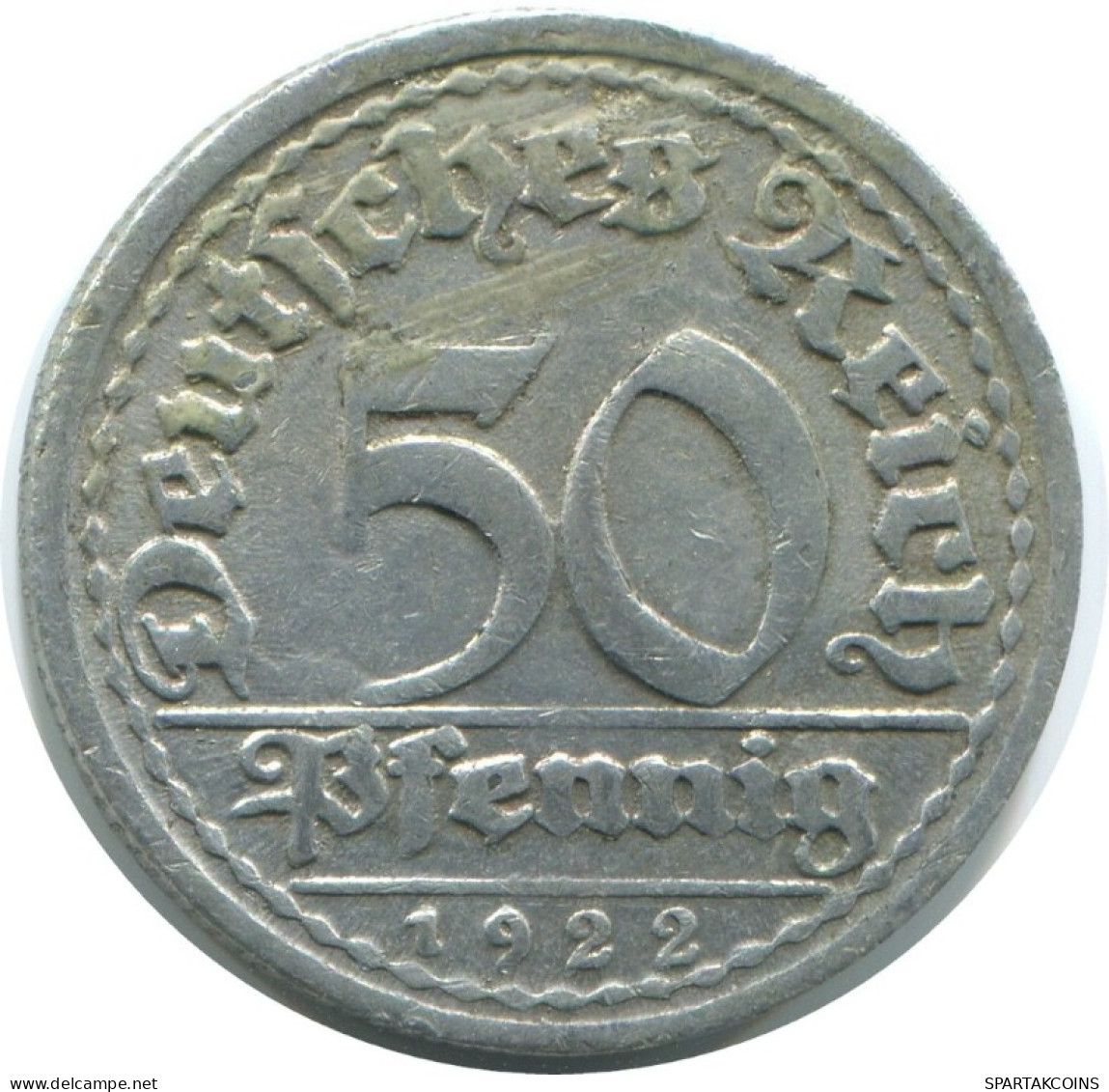 50 PFENNIG 1922 G ALEMANIA Moneda GERMANY #AD672.9.E.A - 50 Rentenpfennig & 50 Reichspfennig