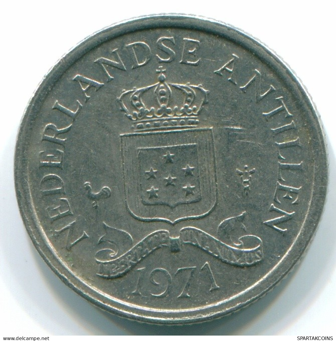 10 CENTS 1971 ANTILLES NÉERLANDAISES Nickel Colonial Pièce #S13394.F.A - Antillas Neerlandesas