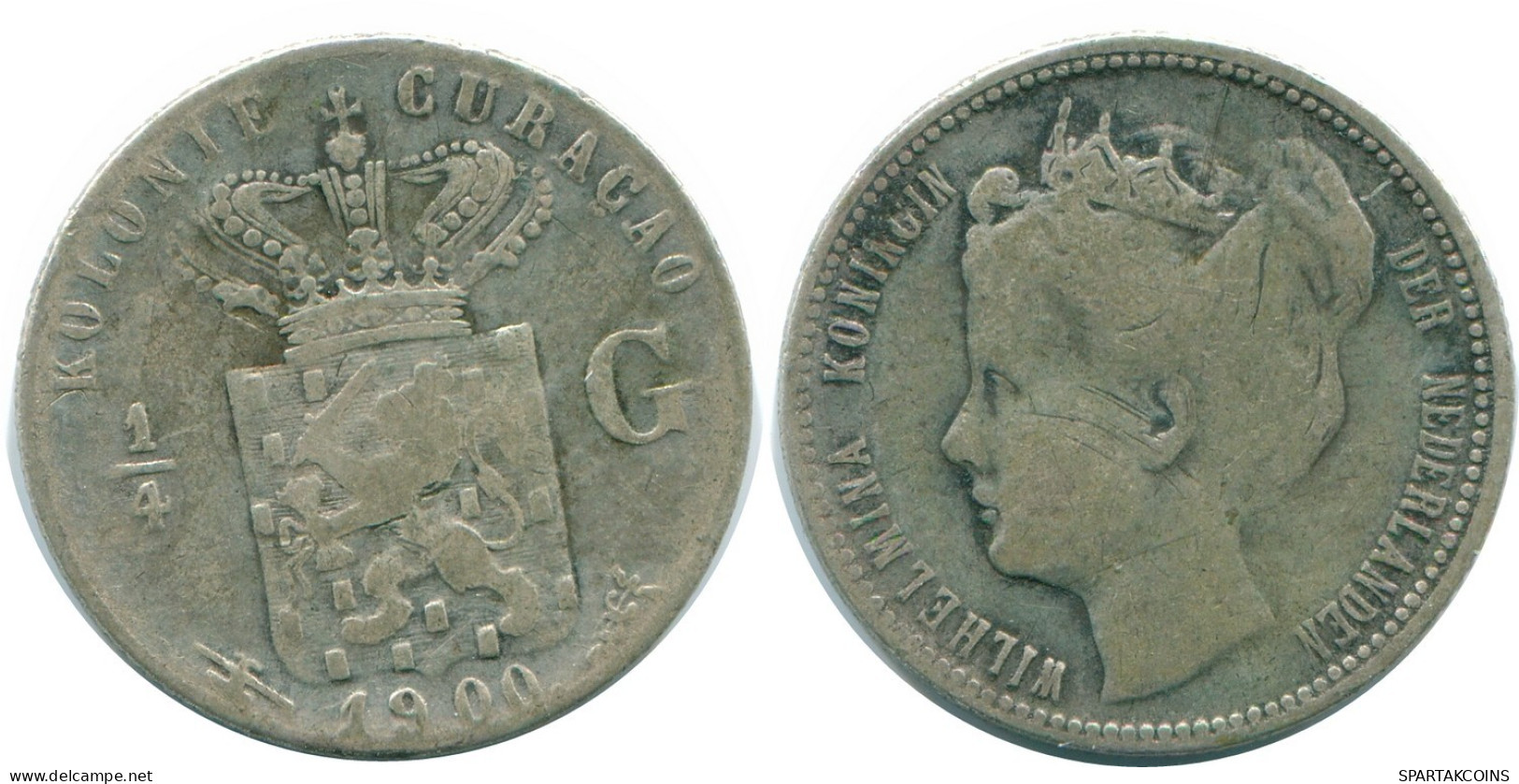 1/4 GULDEN 1900 CURACAO NEERLANDÉS NETHERLANDS PLATA Colonial #NL10519.4.E.A - Curacao