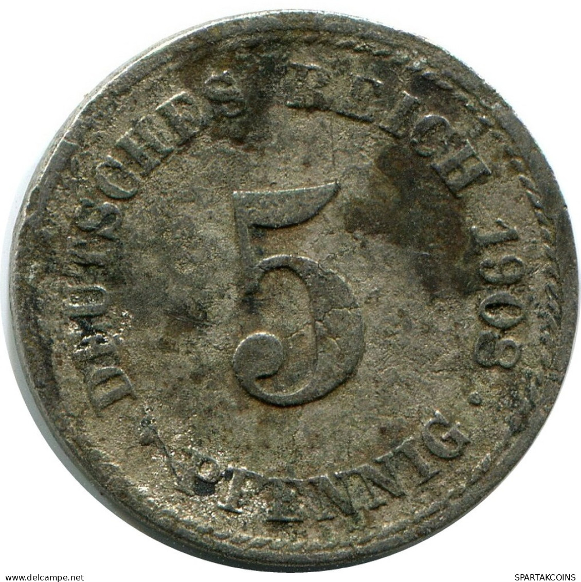 5 PFENNIG 1908 F DEUTSCHLAND Münze GERMANY #DB169.D.A - 5 Pfennig