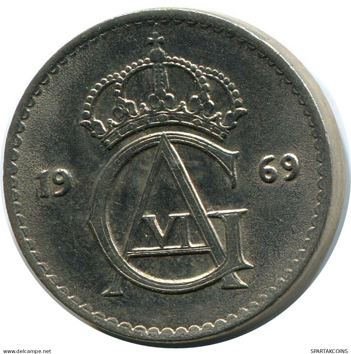 25 ORE 1969 SCHWEDEN SWEDEN Münze #AZ373.D.A - Schweden