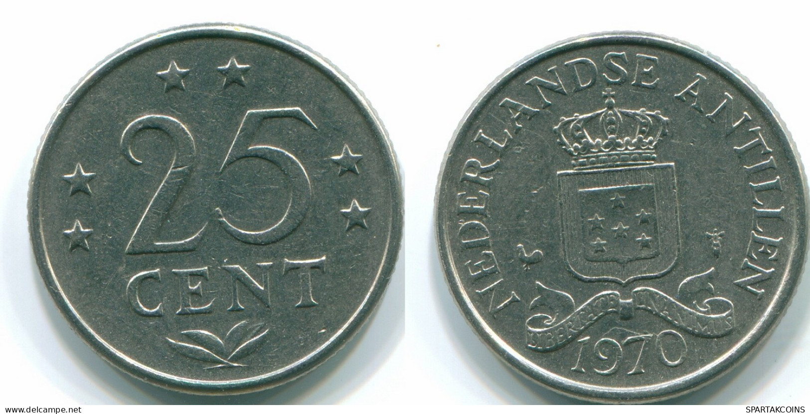 25 CENTS 1970 ANTILLAS NEERLANDESAS Nickel Colonial Moneda #S11432.E.A - Netherlands Antilles