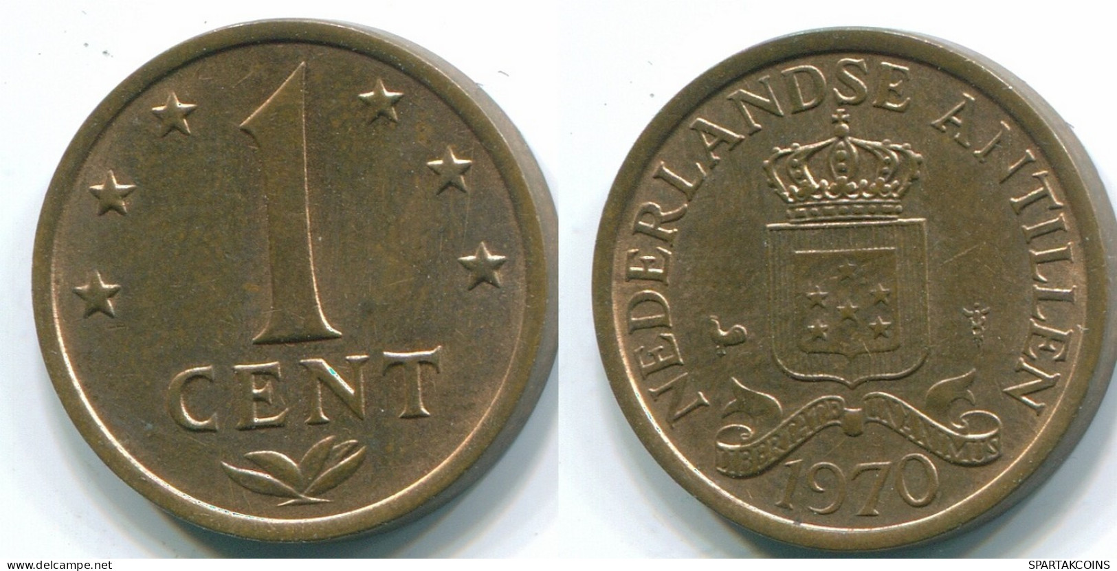 1 CENT 1970 NETHERLANDS ANTILLES Bronze Colonial Coin #S10599.U.A - Niederländische Antillen