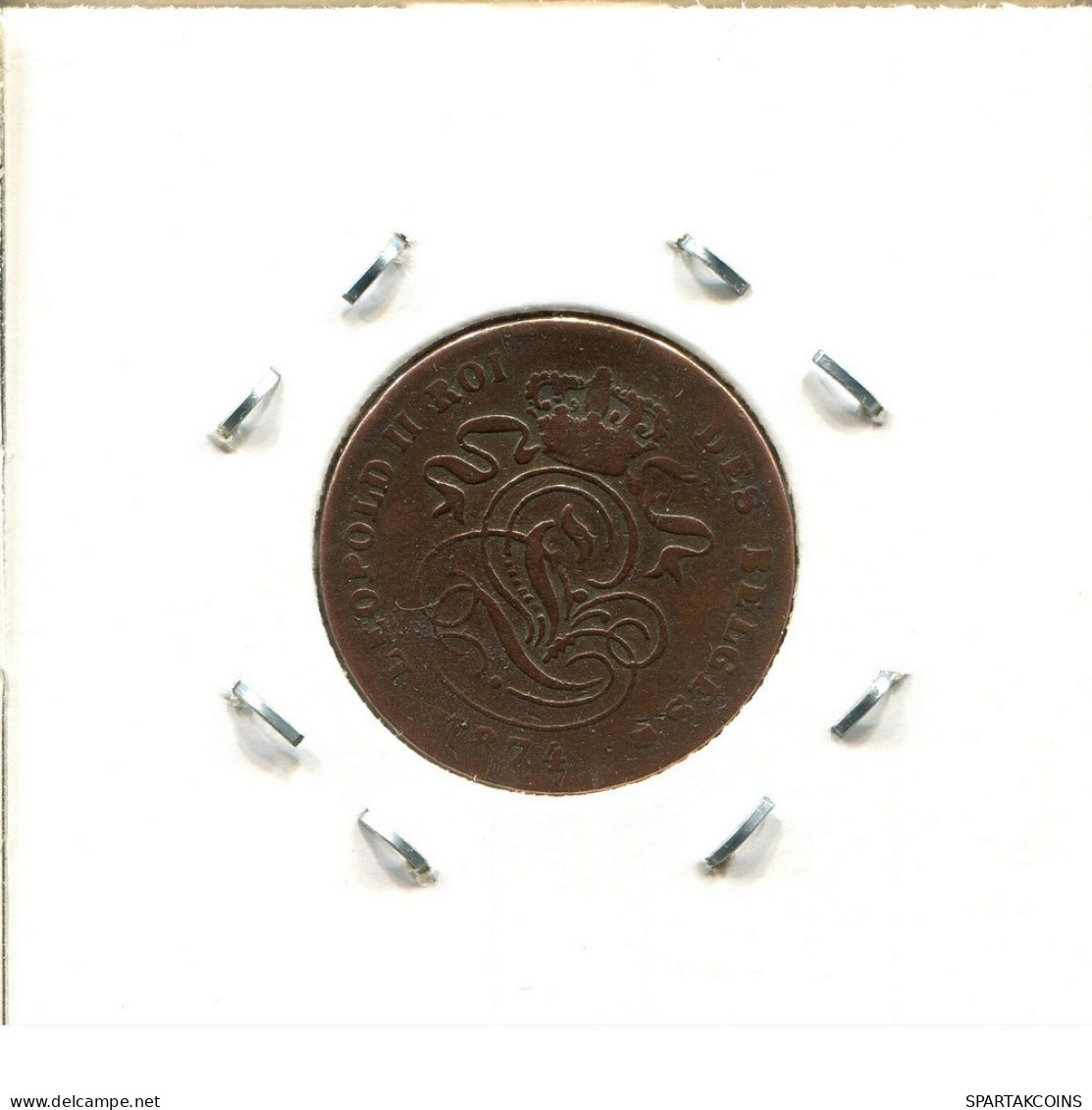 2 CENTIMES 1874 FRENCH Text BÉLGICA BELGIUM Moneda #BA226.E.A - 2 Cent