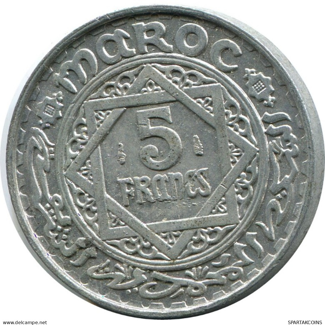 5 FRANCS 1951 MAROC MOROCCO Islamique Pièce #AH647.3.F.A - Marruecos