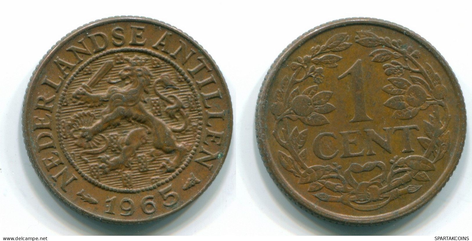 1 CENT 1965 ANTILLAS NEERLANDESAS Bronze Fish Colonial Moneda #S11111.E.A - Nederlandse Antillen