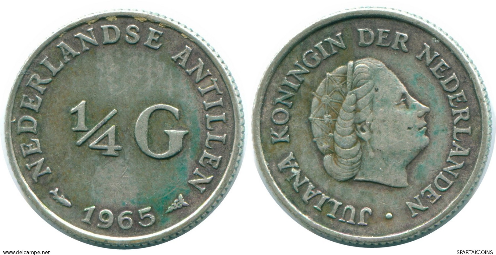 1/4 GULDEN 1965 NIEDERLÄNDISCHE ANTILLEN SILBER Koloniale Münze #NL11402.4.D.A - Nederlandse Antillen