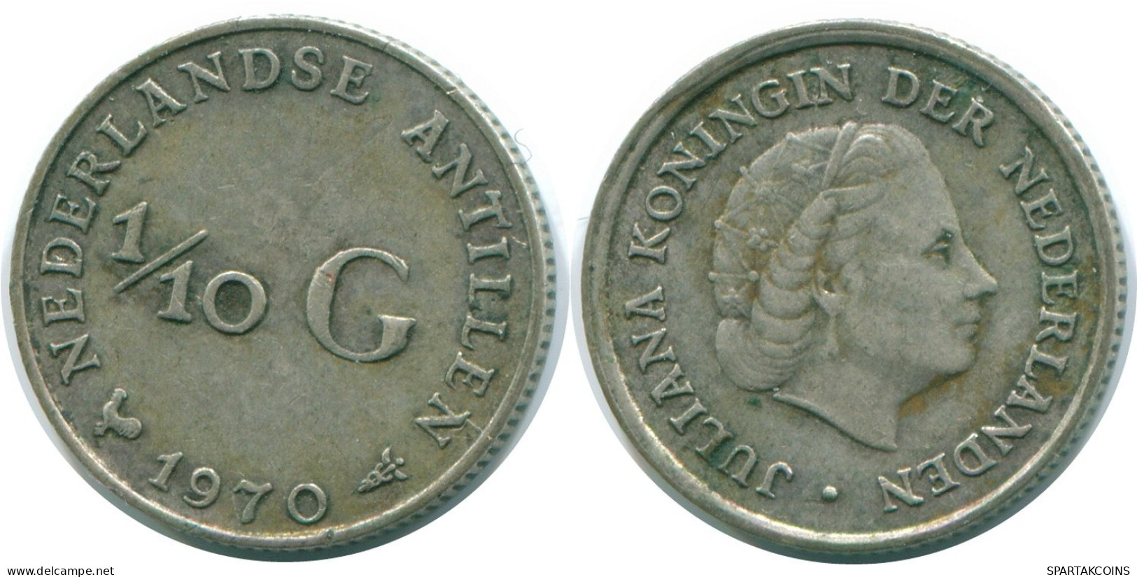 1/10 GULDEN 1970 ANTILLES NÉERLANDAISES ARGENT Colonial Pièce #NL13042.3.F.A - Antille Olandesi