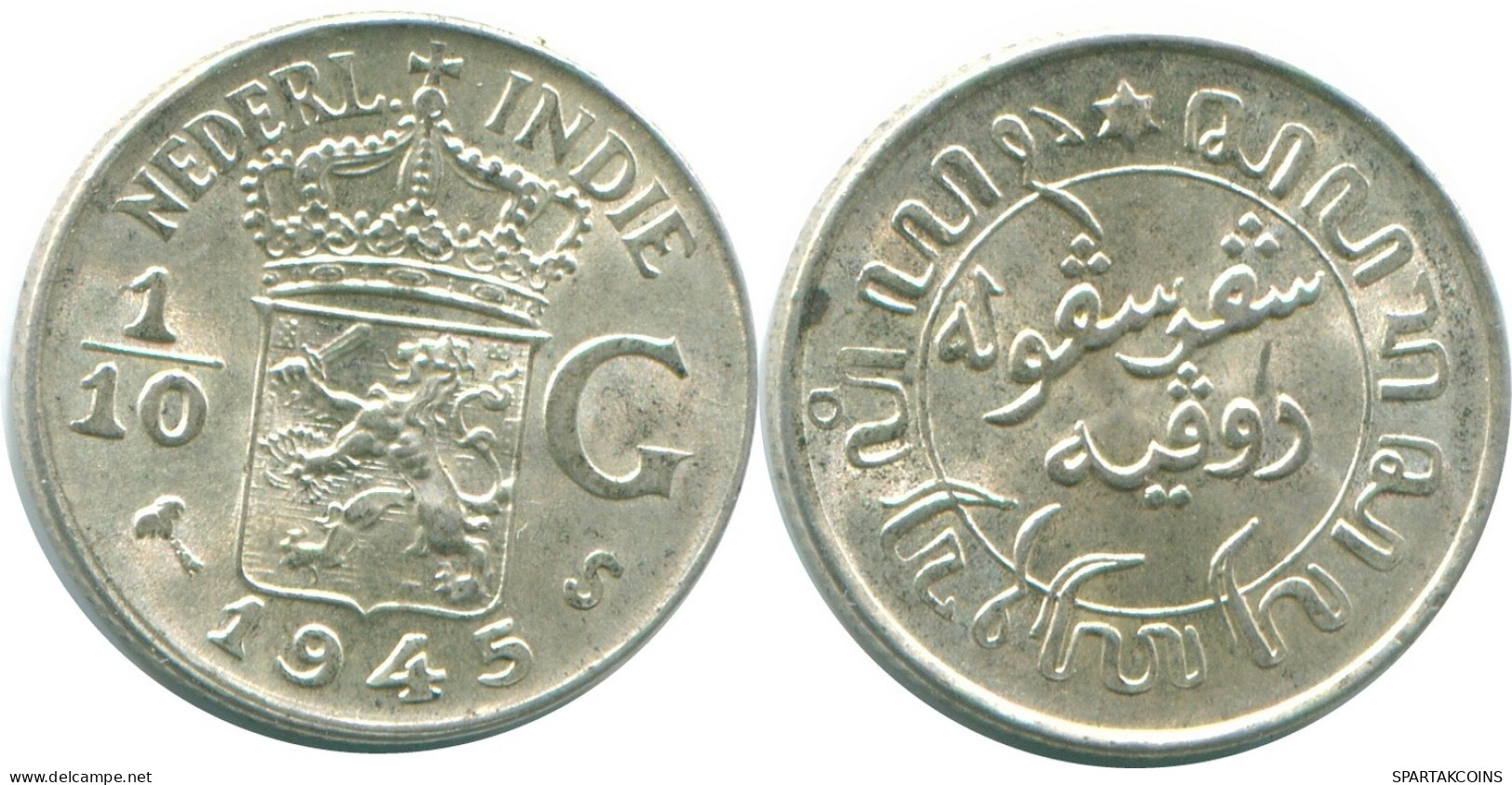 1/10 GULDEN 1945 S NETHERLANDS EAST INDIES SILVER Colonial Coin #NL14048.3.U.A - Niederländisch-Indien