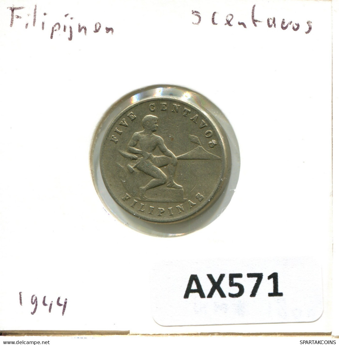 5 CENTAVOS 1944 FILIPINAS PHILIPPINES PLATA Moneda #AX571.E.A - Filippijnen
