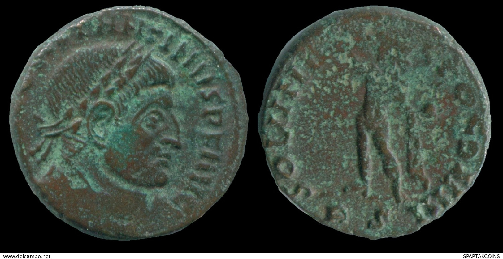 CONSTANTINE I SISCIA Mint ( S ) SOLI INVICTO COMITI SOL STANDING #ANC13230.18.E.A - The Christian Empire (307 AD To 363 AD)