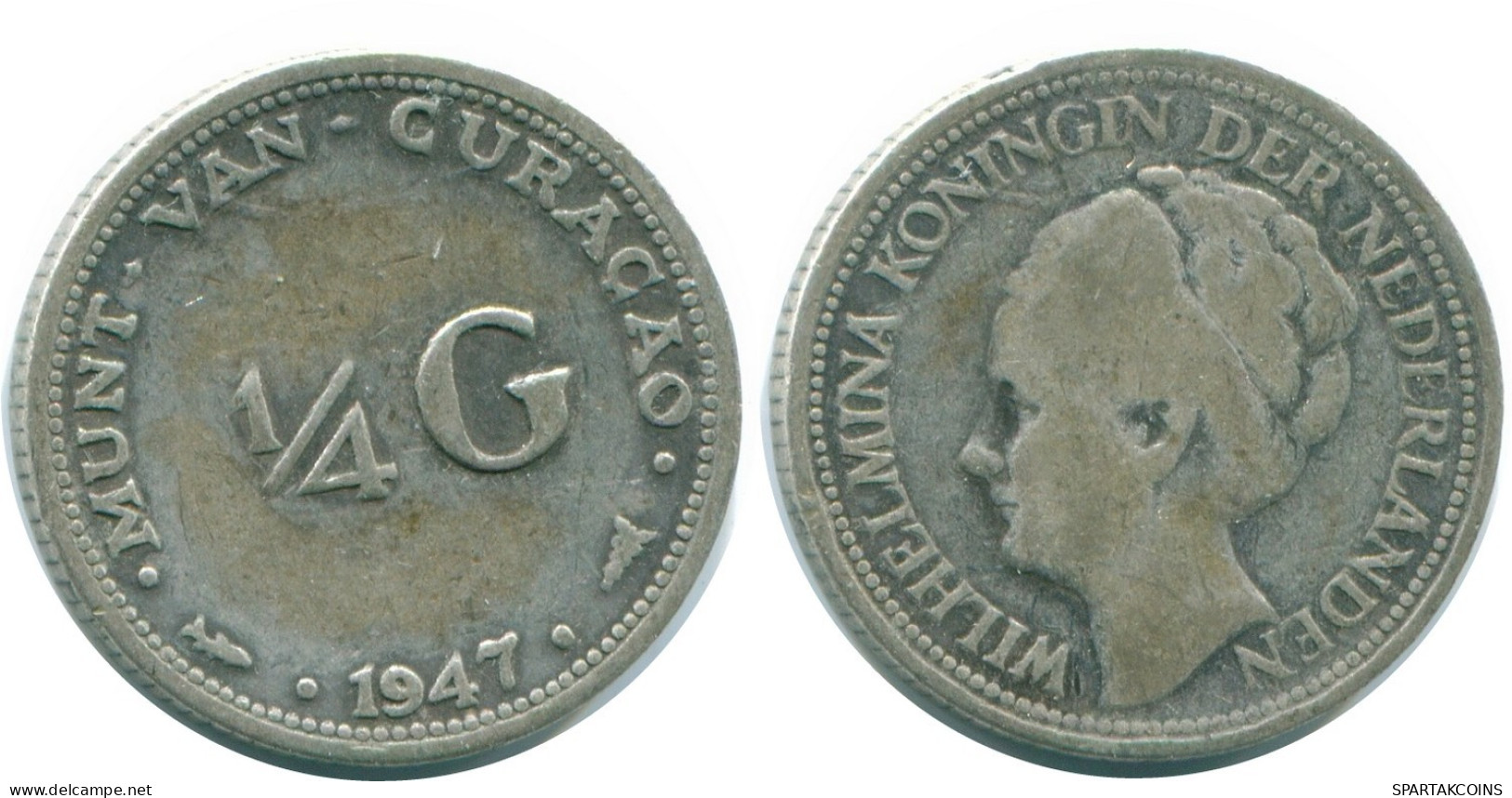 1/4 GULDEN 1947 CURACAO NÉERLANDAIS NETHERLANDS ARGENT Colonial Pièce #NL10837.4.F.A - Curacao